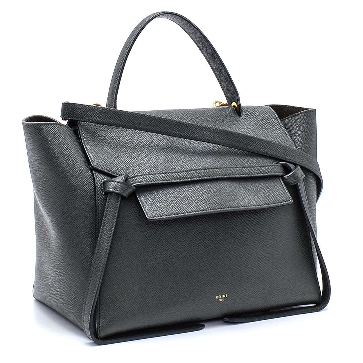 Celine - Khaki Granied Leather Medium Belt Bag
